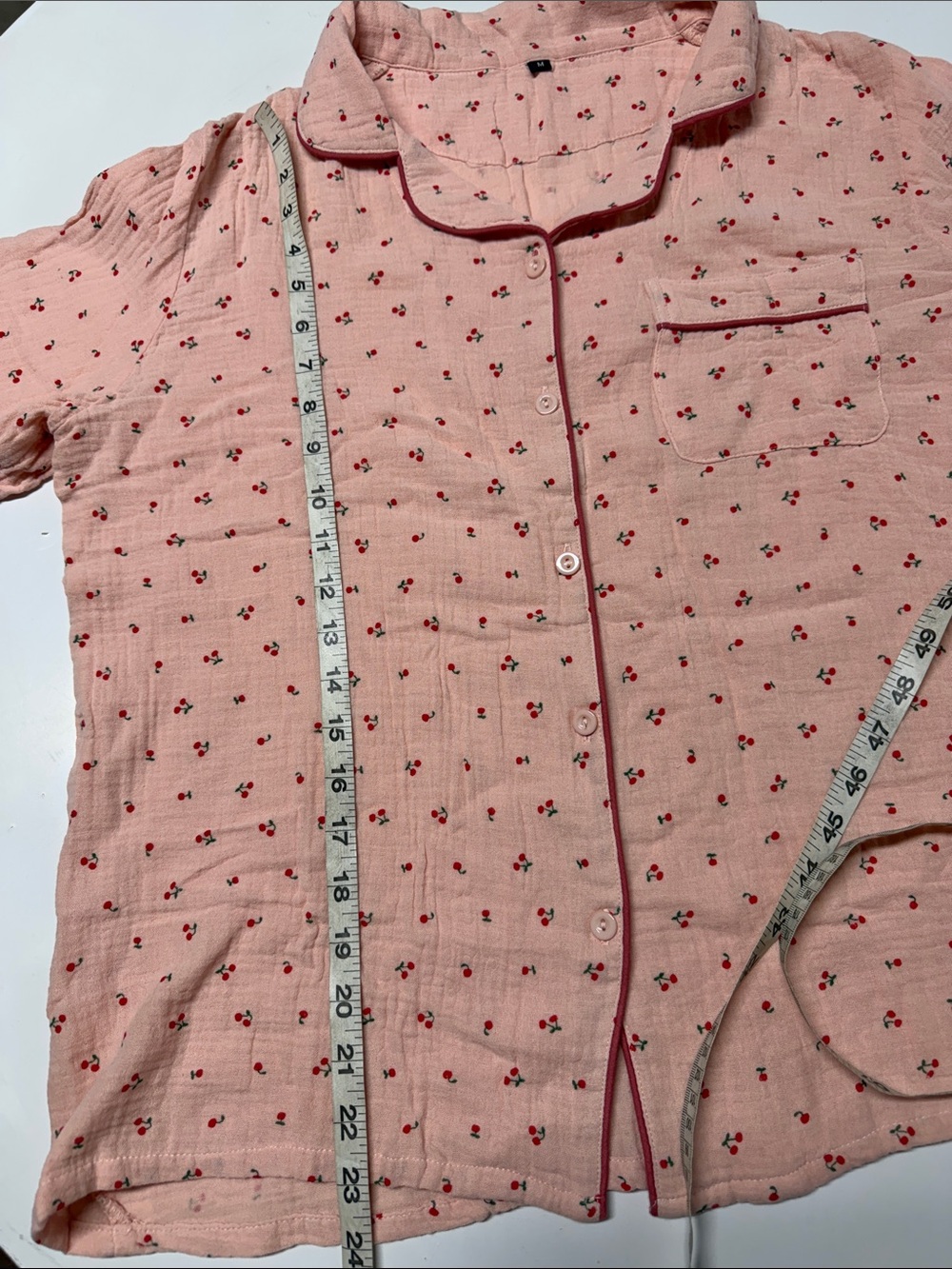 Women's Pink cherry print Pajama Set - Soft Long Sleeve Top & Pants medium - Picture 6 of 9